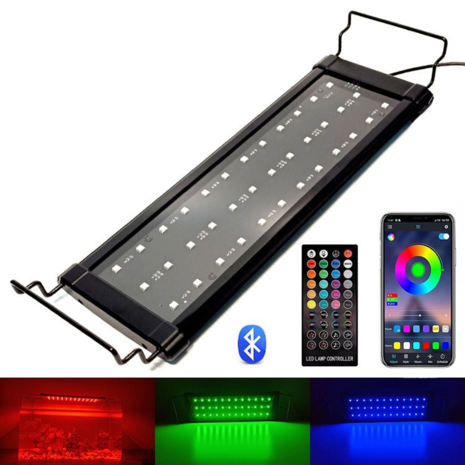 wrgb bluetooth led aquariumlamp met afstandsbediening